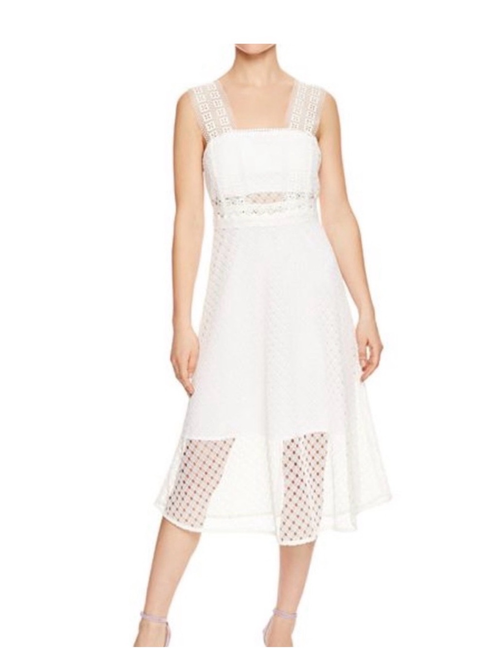 Sandro White Crochet Midi Dress